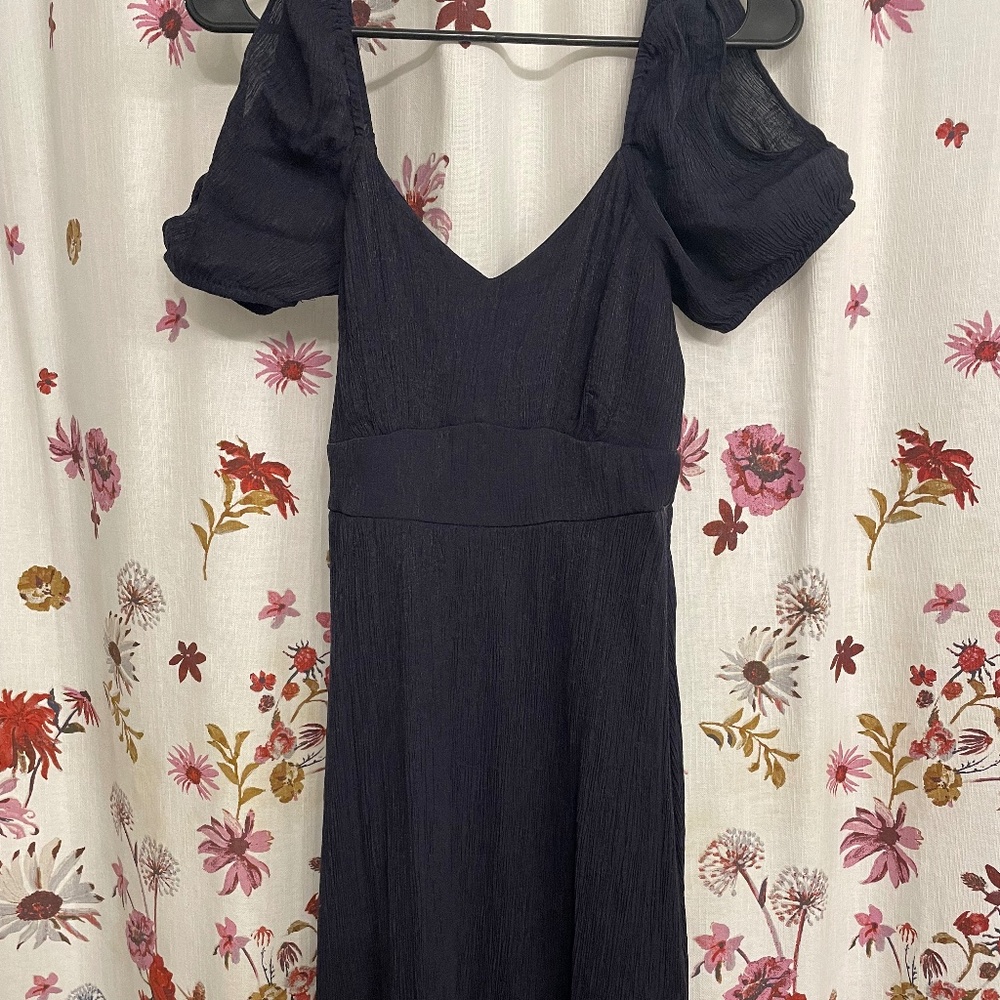 Altar’d State Blue Midi Dress with Cap Sleeves